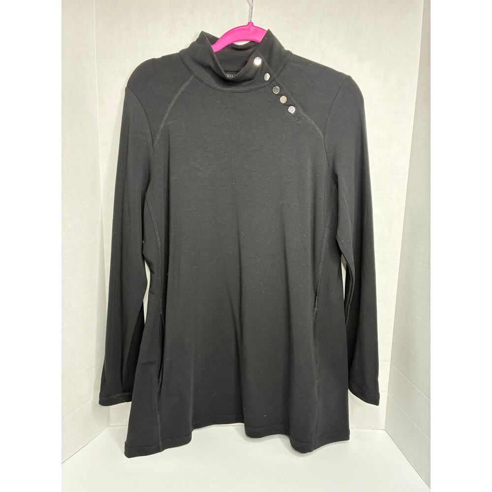 Susan Graver Women's Black Liquid Knit Tunic Top Small Lagenlook Office